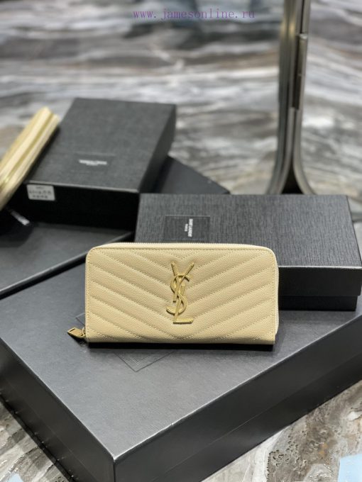 Yves Saint Laurent Bags 𝑴𝒐𝒏𝒐𝒈𝒓𝒂𝒎 _ Black buckleZipper wallet, made of black grain textured cowhide, paired with clas 6um8c846
