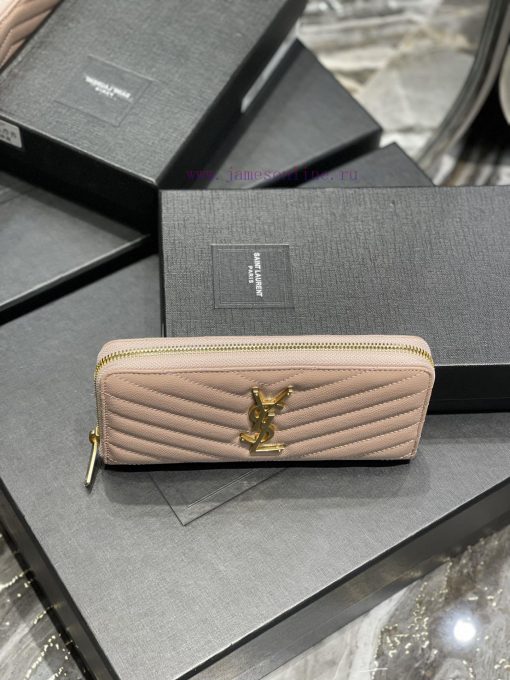 Yves Saint Laurent Bags 𝑴𝒐𝒏𝒐𝒈𝒓𝒂𝒎 _ PinkZipper wallet, made of black grain textured cowhide, paired with classic icon alvwhxcz - Image 4