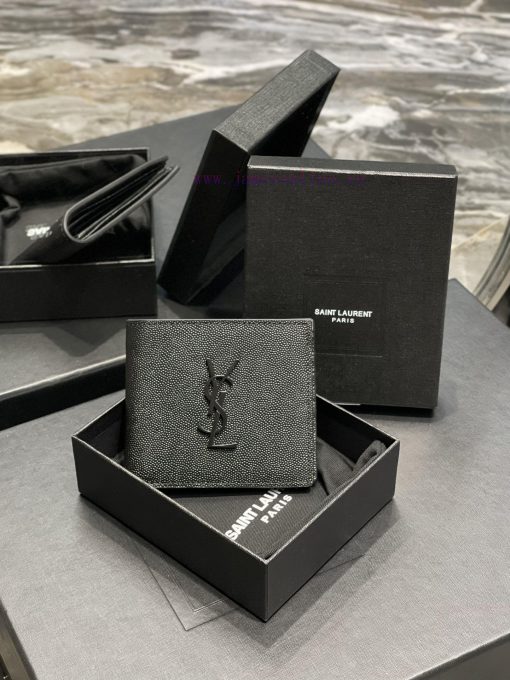Yves Saint Laurent Bags Men's short single compartment wallet with metal YSL initials logo, Italian caviar calf leat gmu2qyf7 - Image 2