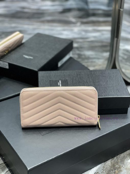 Yves Saint Laurent Bags 𝑴𝒐𝒏𝒐𝒈𝒓𝒂𝒎 _ PinkZipper wallet, made of black grain textured cowhide, paired with classic icon alvwhxcz - Image 8