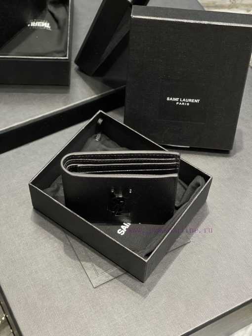 Yves Saint Laurent Bags Men's short single compartment wallet with metal YSL initials logo, Italian caviar calf leat gmu2qyf7 - Image 6