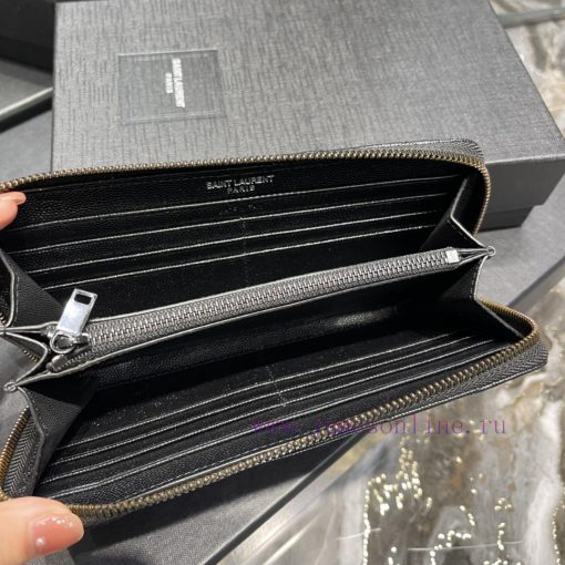 Yves Saint Laurent Bags 𝑴𝒐𝒏𝒐𝒈𝒓𝒂𝒎 _ Black buckleZipper wallet, made of black grain textured cowhide, paired with clas 6um8c846 - Image 9