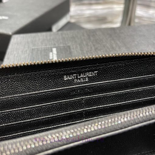 Yves Saint Laurent Bags 𝑴𝒐𝒏𝒐𝒈𝒓𝒂𝒎 _ Black buckleZipper wallet, made of black grain textured cowhide, paired with clas 6um8c846 - Image 10