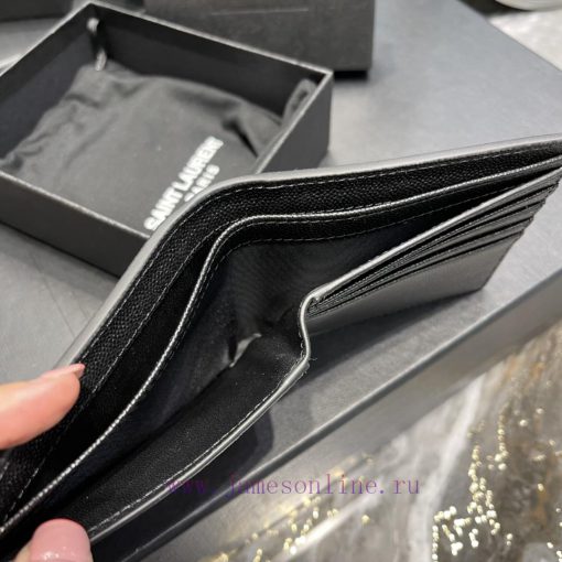 Yves Saint Laurent Bags Men's short single compartment wallet with metal YSL initials logo, Italian caviar calf leat gmu2qyf7 - Image 9