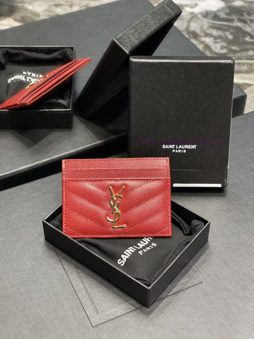 Yves Saint Laurent Bags 𝑴𝒐𝒏𝒐𝒈𝒓𝒂𝒎 Card Bag - Red Gold BuckleVery small and exquisite; Imported Italian caviar cowhide bn17xowt
