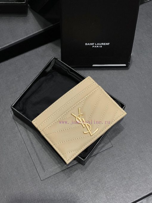Yves Saint Laurent Bags 𝑴𝒐𝒏𝒐𝒈𝒓𝒂𝒎 Card Bag - Apricot Gold BuckleVery small and exquisite; Imported Italian caviar cow lpxwiktw - Image 6