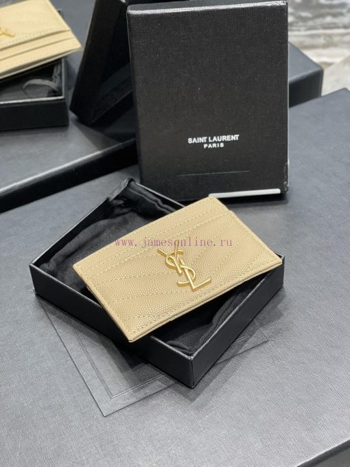 Yves Saint Laurent Bags 𝑴𝒐𝒏𝒐𝒈𝒓𝒂𝒎 Card Bag - Apricot Gold BuckleVery small and exquisite; Imported Italian caviar cow lpxwiktw - Image 7