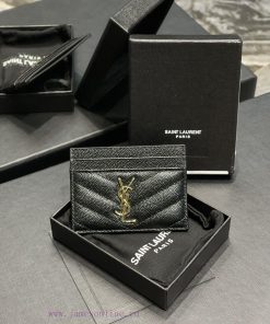 Yves Saint Laurent Bags 𝑴𝒐𝒏𝒐𝒈𝒓𝒂𝒎 Card Bag - Black Gold BuckleVery small and exquisite; Imported Italian caviar cowhi tc8fht8m