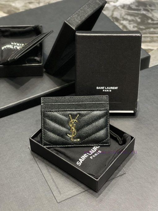 Yves Saint Laurent Bags 𝑴𝒐𝒏𝒐𝒈𝒓𝒂𝒎 Card Bag - Black Gold BuckleVery small and exquisite; Imported Italian caviar cowhi tc8fht8m - Image 2