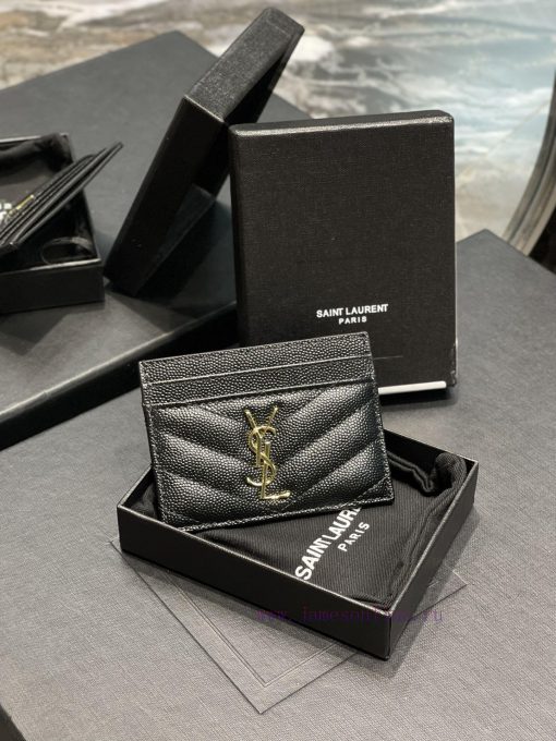 Yves Saint Laurent Bags 𝑴𝒐𝒏𝒐𝒈𝒓𝒂𝒎 Card Bag - Black Gold BuckleVery small and exquisite; Imported Italian caviar cowhi tc8fht8m - Image 3