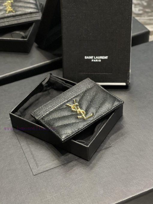 Yves Saint Laurent Bags 𝑴𝒐𝒏𝒐𝒈𝒓𝒂𝒎 Card Bag - Black Gold BuckleVery small and exquisite; Imported Italian caviar cowhi tc8fht8m - Image 6