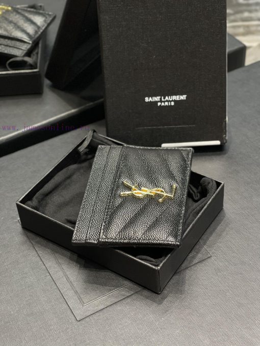 Yves Saint Laurent Bags 𝑴𝒐𝒏𝒐𝒈𝒓𝒂𝒎 Card Bag - Black Gold BuckleVery small and exquisite; Imported Italian caviar cowhi tc8fht8m - Image 7