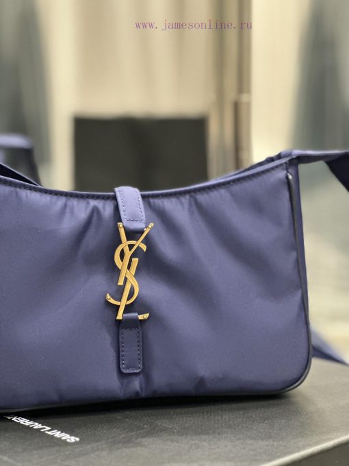 Yves Saint Laurent Bags Blue gold buckle with black edged nylonLE 5 A ̀ 7_ Nylon versionSalt college style single sh jm5sd34e - Image 6