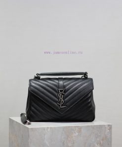 Yves Saint Laurent Bags Black silver buckle_24cmMonogram college  Wannian postman bag, hot and explosive 24cm, stree 5wj9f3zs