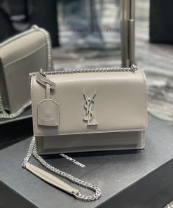 Yves Saint Laurent Bags 𝑺𝒖𝒏𝒔𝒆𝒕 𝟮𝟮𝒄𝒎Grey silver buckleThe unbeatable classic toothpick patterned sunset bag has been yt4svjqn