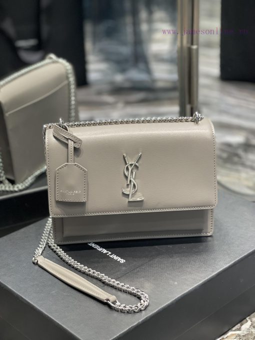 Yves Saint Laurent Bags 𝑺𝒖𝒏𝒔𝒆𝒕 𝟮𝟮𝒄𝒎Grey silver buckleThe unbeatable classic toothpick patterned sunset bag has been yt4svjqn - Image 2