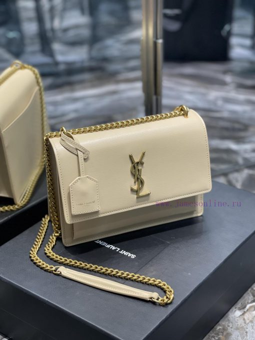 Yves Saint Laurent Bags 𝑺𝒖𝒏𝒔𝒆𝒕 𝟮𝟮𝒄𝒎Apricot colored gold buckleThe unbeatable classic toothpick patterned sunset bag hmceoe7i - Image 3