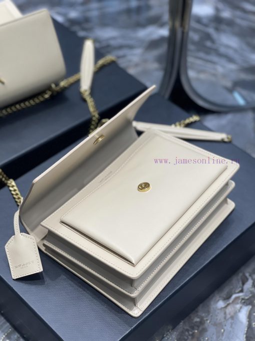 Yves Saint Laurent Bags 𝑺𝒖𝒏𝒔𝒆𝒕 𝟮𝟮𝒄𝒎Apricot colored gold buckleThe unbeatable classic toothpick patterned sunset bag hmceoe7i - Image 8
