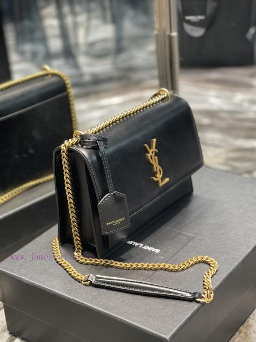 Yves Saint Laurent Bags 𝑺𝒖𝒏𝒔𝒆𝒕 𝟮𝟮𝒄𝒎Black gold buckleThe unbeatable classic toothpick patterned sunset bag has been p ryhg03m5 - Image 4