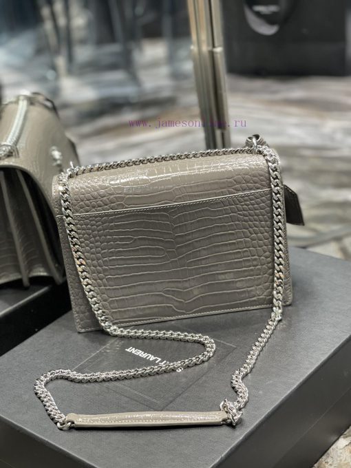 Yves Saint Laurent Bags 𝑺𝒖𝒏𝒔𝒆𝒕 𝟮𝟮𝒄𝒎Grey silver buckleThe unbeatable classic crocodile patterned sunset bag has been 6zw6xhfl - Image 10