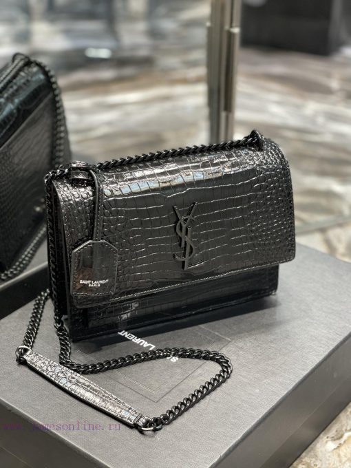 Yves Saint Laurent Bags 𝑺𝒖𝒏𝒔𝒆𝒕 𝟮𝟮𝒄𝒎Black buckleThe unbeatable classic crocodile patterned sunset bag has been popula iu6p7duf - Image 3