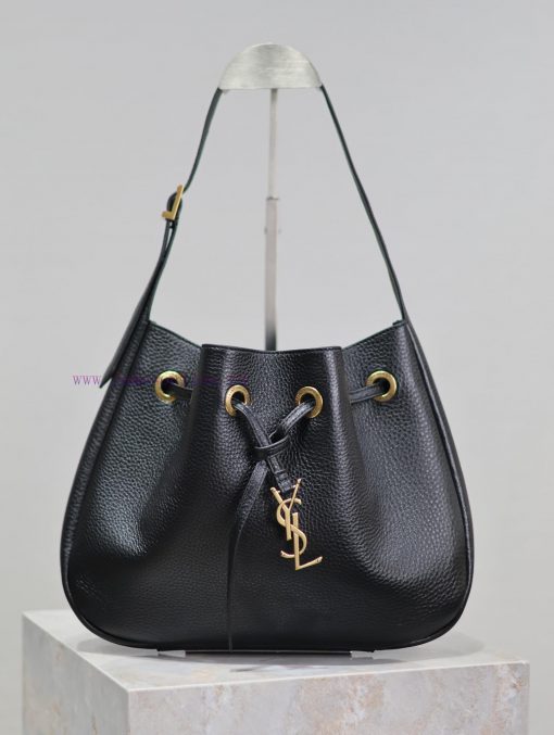Yves Saint Laurent Bags Paris VII Grain Leather Small HOBO HandbagCowhide drawstring closure, adorned with iconic CA 3uzik3ox - Image 2