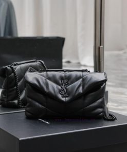 Yves Saint Laurent Bags Black buckle double chainLoulou Puffer mini_ Mini Double Chain Bag Comes Full Pack Made of S ha2p8b5n