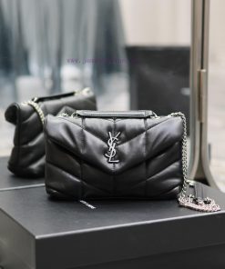 Yves Saint Laurent Bags Black silver buckle double chainLoulou Puffer mini_ Mini Double Chain Bag Comes Full Pack Ma 3q30p229