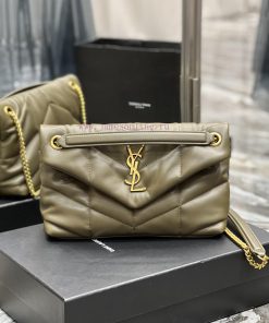Yves Saint Laurent Bags Green with gold buckle𝙇𝙤𝙪𝙡𝙤𝙪𝙋𝙪𝙛𝙛𝙚𝙧 Quilted lamb leather bag, made of 100% lambskin, with a s oilm1rhd