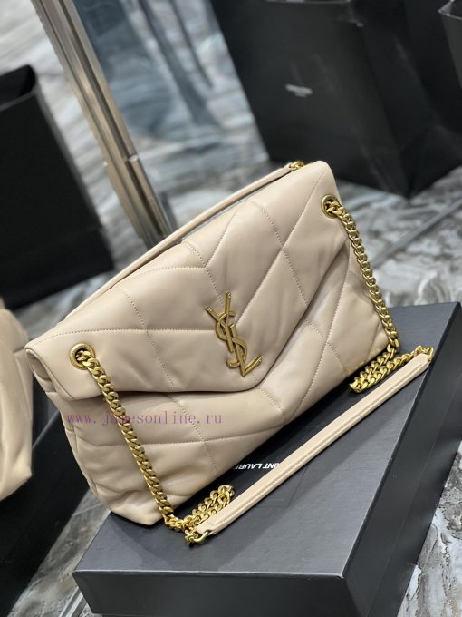 Yves Saint Laurent Bags Apricot color paired with gold buckle𝙇𝙤𝙪𝙡𝙤𝙪𝙋𝙪𝙛𝙛𝙚𝙧 Quilted lamb leather bag, made of 100% lam eo6ufxv4 - Image 3