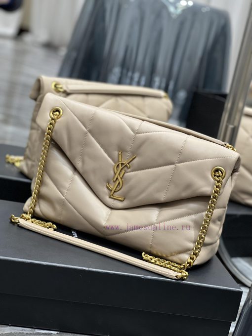Yves Saint Laurent Bags Apricot color paired with gold buckle𝙇𝙤𝙪𝙡𝙤𝙪𝙋𝙪𝙛𝙛𝙚𝙧 Quilted lamb leather bag, made of 100% lam eo6ufxv4 - Image 4