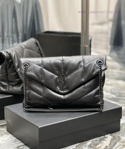 Yves Saint Laurent Bags Black with black buckle𝙇𝙤𝙪𝙡𝙤𝙪𝙋𝙪𝙛𝙛𝙚𝙧 Quilted lamb leather bag, made of 100% lambskin, with a 64q0qq0q