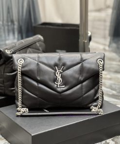 Yves Saint Laurent Bags Black with silver buckle𝙇𝙤𝙪𝙡𝙤𝙪𝙋𝙪𝙛𝙛𝙚𝙧 Quilted lamb leather bag, made of 100% lambskin, with a 34wef5ax