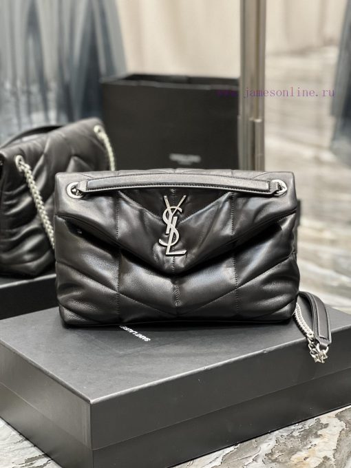 Yves Saint Laurent Bags Black with silver buckle𝙇𝙤𝙪𝙡𝙤𝙪𝙋𝙪𝙛𝙛𝙚𝙧 Quilted lamb leather bag, made of 100% lambskin, with a vi4tt42l