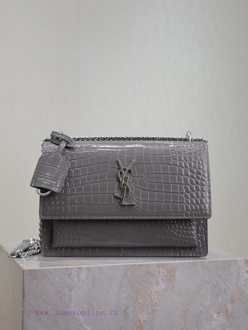 Yves Saint Laurent Bags Grey crocodile pattern with silver bucklesunset 22cm_The unbeatable classic sunset bag has b gtsx8qtd - Image 2