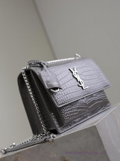 Yves Saint Laurent Bags Grey crocodile pattern with silver bucklesunset 22cm_The unbeatable classic sunset bag has b gtsx8qtd - Image 6