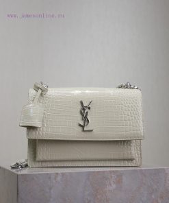 Yves Saint Laurent Bags White crocodile pattern with silver bucklesunset 22cm_The unbeatable classic sunset bag has 3jeykcpu
