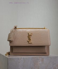 Yves Saint Laurent Bags Apricot crocodile pattern with gold bucklesunset 22cm_The unbeatable classic sunset bag has jola7chv