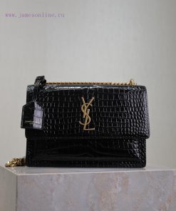 Yves Saint Laurent Bags Black crocodile pattern with gold bucklesunset 22cm_The unbeatable classic sunset bag has be 4tg7k2pk