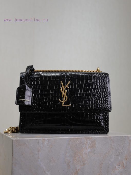 Yves Saint Laurent Bags Black crocodile pattern with gold bucklesunset 22cm_The unbeatable classic sunset bag has be 4tg7k2pk