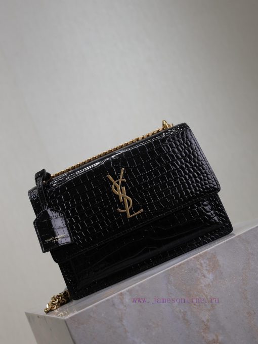 Yves Saint Laurent Bags Black crocodile pattern with gold bucklesunset 22cm_The unbeatable classic sunset bag has be 4tg7k2pk - Image 3