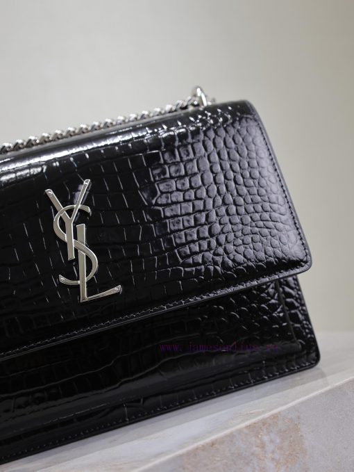 Yves Saint Laurent Bags Black crocodile pattern with silver bucklesunset 22cm_The unbeatable classic sunset bag has rae0m3eq - Image 4