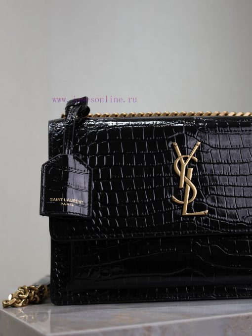 Yves Saint Laurent Bags Black crocodile pattern with gold bucklesunset 22cm_The unbeatable classic sunset bag has be 4tg7k2pk - Image 4