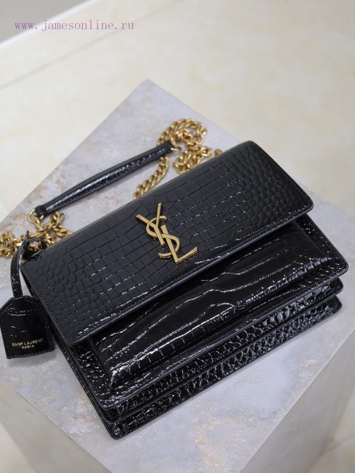 Yves Saint Laurent Bags Black crocodile pattern with gold bucklesunset 22cm_The unbeatable classic sunset bag has be 4tg7k2pk - Image 8
