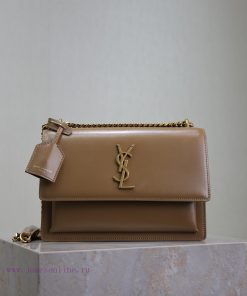 Yves Saint Laurent Bags Milk tea colored toothpick pattern with gold bucklesunset 22cm_The unbeatable classic sunset 8klq1ntu
