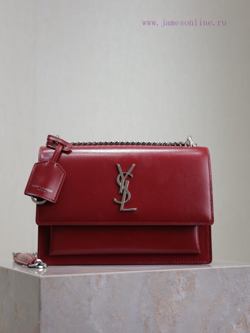 Yves Saint Laurent Bags Jujube toothpick pattern with silver bucklesunset 22cm_The unbeatable classic sunset bag has jp48aqje
