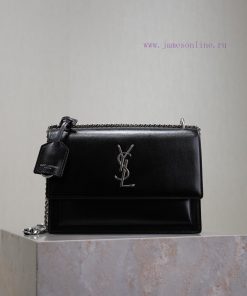 Yves Saint Laurent Bags Black toothpick pattern with silver bucklesunset 22cm_The unbeatable classic sunset bag has ave5gx3j