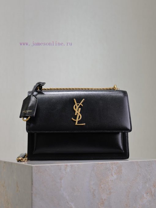 Yves Saint Laurent Bags Black toothpick pattern with gold bucklesunset 22cm_The unbeatable classic sunset bag has be a2fm2ax0 - Image 2