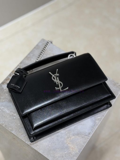 Yves Saint Laurent Bags Black silver buckle Sunset_25cmThe Sunset bag is a new member of the Sunset family, with a n hjoy1yte - Image 8