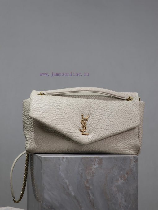 Yves Saint Laurent Bags WhiteCALYPS Elephant Pattern Sheepskin Chain BagMade of imported Italian lambskin, it has a nu2f4uty - Image 2